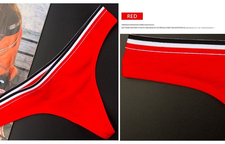 Athletic Shorts Sports Style Stripe Yoga Shorts Low Waist Thong Word Women  No Trace Cotton T Panties Underwear