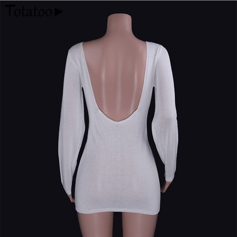 Backless Knitted Summer Long Sleeve Open Back See Through Beach Cover Mini Dress Clubwear The Clothing Company Sydney