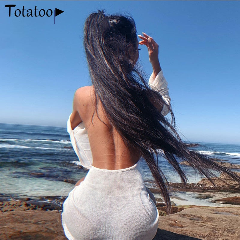 Backless Knitted Summer Long Sleeve Open Back See Through Beach Cover Mini Dress Clubwear The Clothing Company Sydney