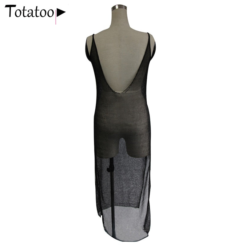 Backless Knitted Summer Long Sleeve Open Back See Through Beach Cover Mini Dress Clubwear The Clothing Company Sydney