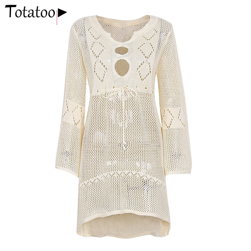 Backless Knitted Summer Long Sleeve Open Back See Through Beach Cover Mini Dress Clubwear The Clothing Company Sydney