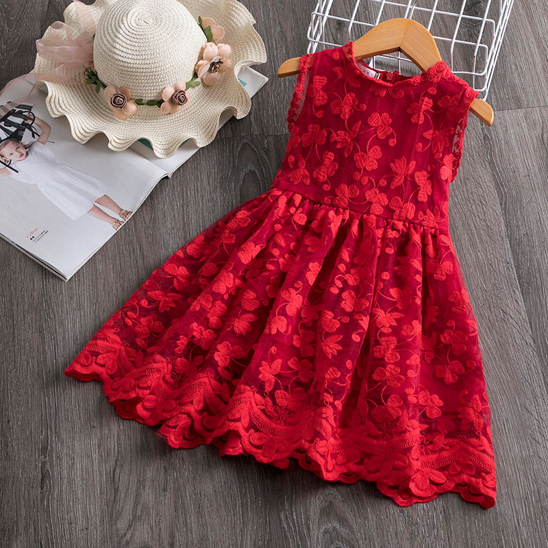 Summer Girls Flower Lace Dress Embroidery Kids Princess Party Ball Gown Children Clothing Toddler Girls Wear Dress The Clothing Company Sydney