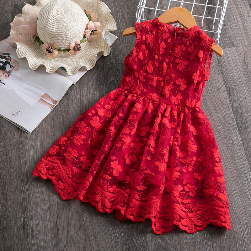 Summer Girls Flower Lace Dress Embroidery Kids Princess Party Ball Gown Children Clothing Toddler Girls Wear Dress The Clothing Company Sydney
