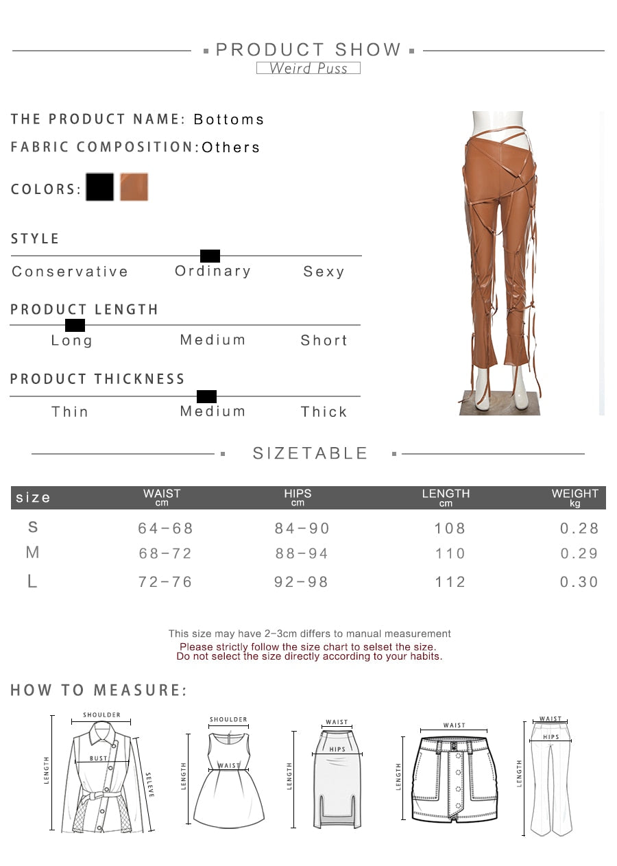 Faux Leather Skinny Sling High Waist Pencil Pants Asymmetry Solid Chic Tight Trouser Fall String Pants The Clothing Company Sydney