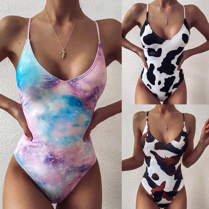 V Neck One Piece Swimsuit Backless Monokini  Bather Plus size High cut Bathing Suit Swim Bodysuit Swimwear The Clothing Company Sydney