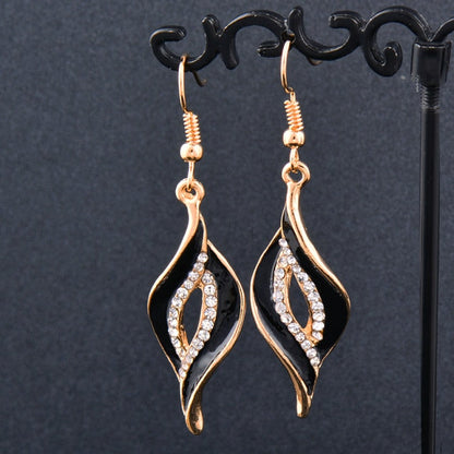 Charm White Black Enamel Gold Leaf Drop Earrings Fashion Jewelry The Clothing Company Sydney