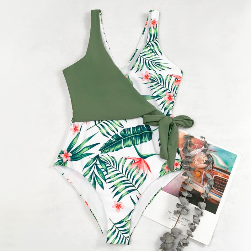 Patchwork Print One Piece Swimsuit Closed Swimwear Push Up Body Swimming Bathing Suit Beach Pool Bather The Clothing Company Sydney
