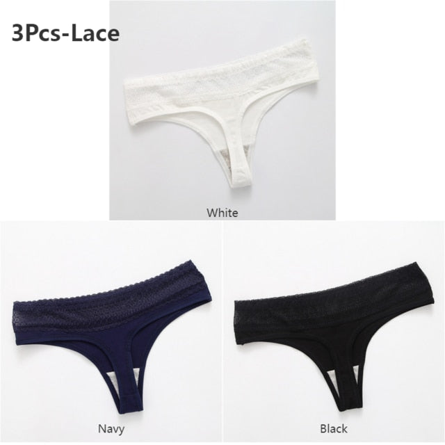3 Pack Lace Thong G-String Cotton Underwear Lingerie Seamless Panty Intimates Briefs Panties The Clothing Company Sydney