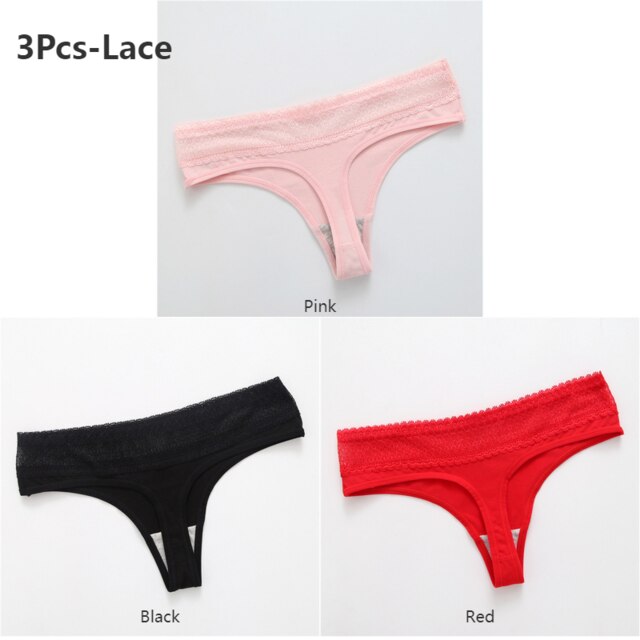 3 Pack Lace Thong G-String Cotton Underwear Lingerie Seamless Panty Intimates Briefs Panties The Clothing Company Sydney
