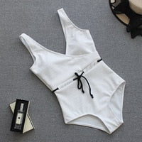 Sexy Deep V neck Swimwear Print Backless Bandage Cut Out Monokini One Piece Swimsuit Women bathing suit The Clothing Company Sydney