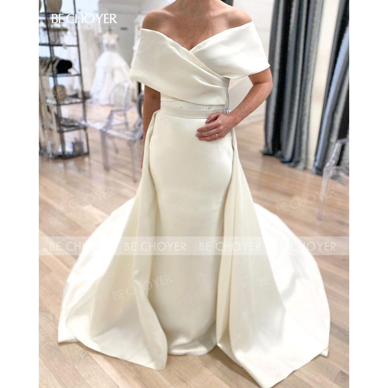 2 In 1 Detachable Train Sweetheart Satin Mermaid Princess Bridal Gown Wedding Dress The Clothing Company Sydney