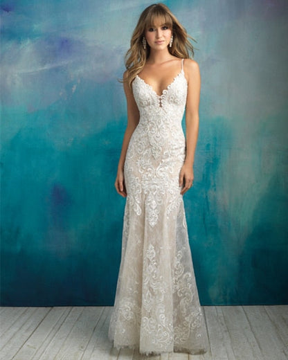 Spaghetti Strap V-neck Backless Beading Appliques Lace Mermaid Wedding Dress The Clothing Company Sydney