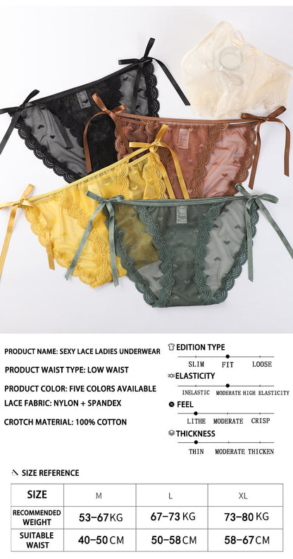 Underwear Panties Sensual Lingerie Lace Thongs Low-Waist Translucent G-Strings Bandage Briefs The Clothing Company Sydney