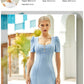 Summer Sky Blue Short Sleeve Mini Wrap Bandage V Neck Buttons Evening Club Party Lady Dresses The Clothing Company Sydney