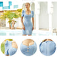 Summer Sky Blue Short Sleeve Mini Wrap Bandage V Neck Buttons Evening Club Party Lady Dresses The Clothing Company Sydney