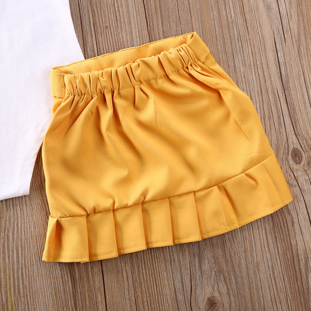 2 Piece Toddler Kids Baby Girl Clothes Sleeveless Solid Vest Romper Yellow Pleated Skirt Summer Outfit Set The Clothing Company Sydney