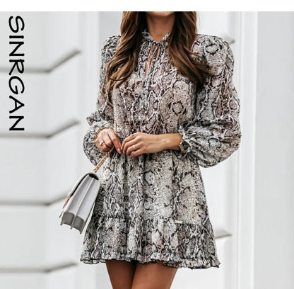 Snake Skin Print Animal Print Pleated Mini Vintage Fashion Ruffles Dress The Clothing Company Sydney