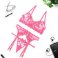 Embroidery Sexy Lingerie Thin Transparent Lace Push up Bra Set  Bra+Garters+Thong 3 Piece Set See Through Underwear The Clothing Company Sydney