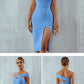 White Blue Bodycon Bandage Summer Elegant Black One Shoulder Strapless Celebrity Runway Party Dress The Clothing Company Sydney