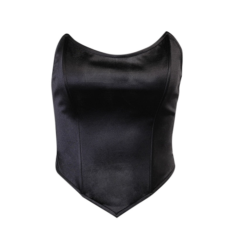 Solid Sleeveless Asymmetric Slim Skinny Corset Cropped Top 2021 Summer Casual Elegant Bustier Silk Women Tube Tops The Clothing Company Sydney