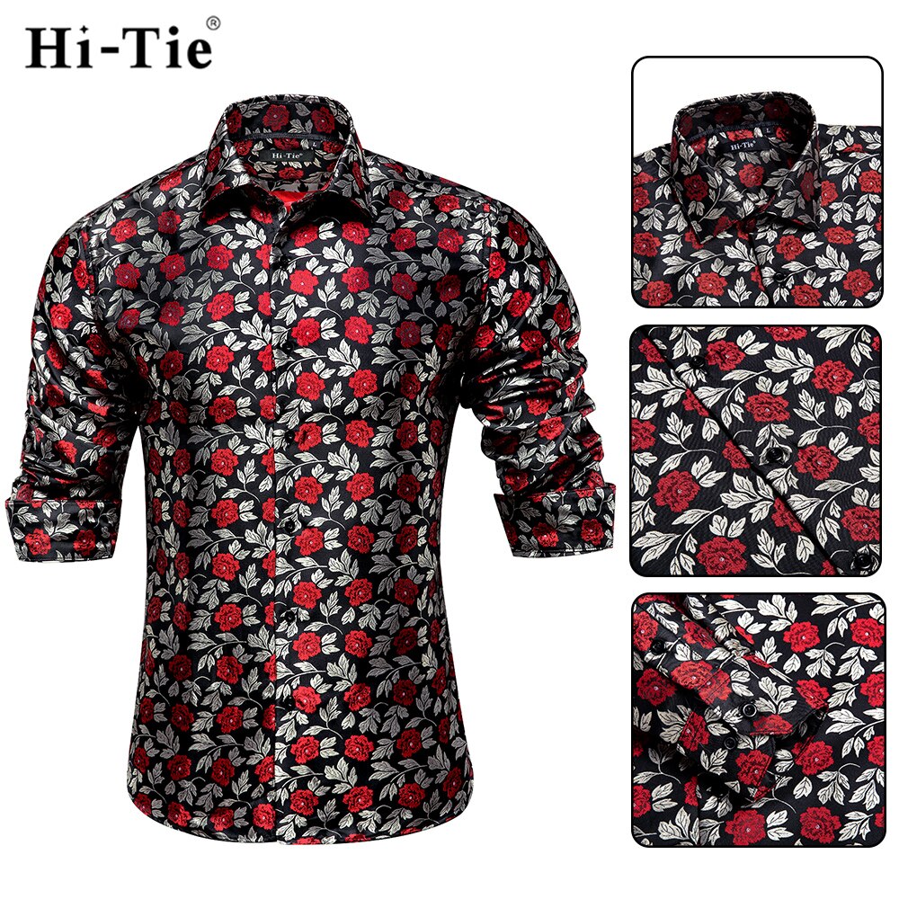 Blue Men's Shirts Paisley Floral Silk Gold Long Sleeve Casual Shirt Business Party Wedding Dress Shirt The Clothing Company Sydney
