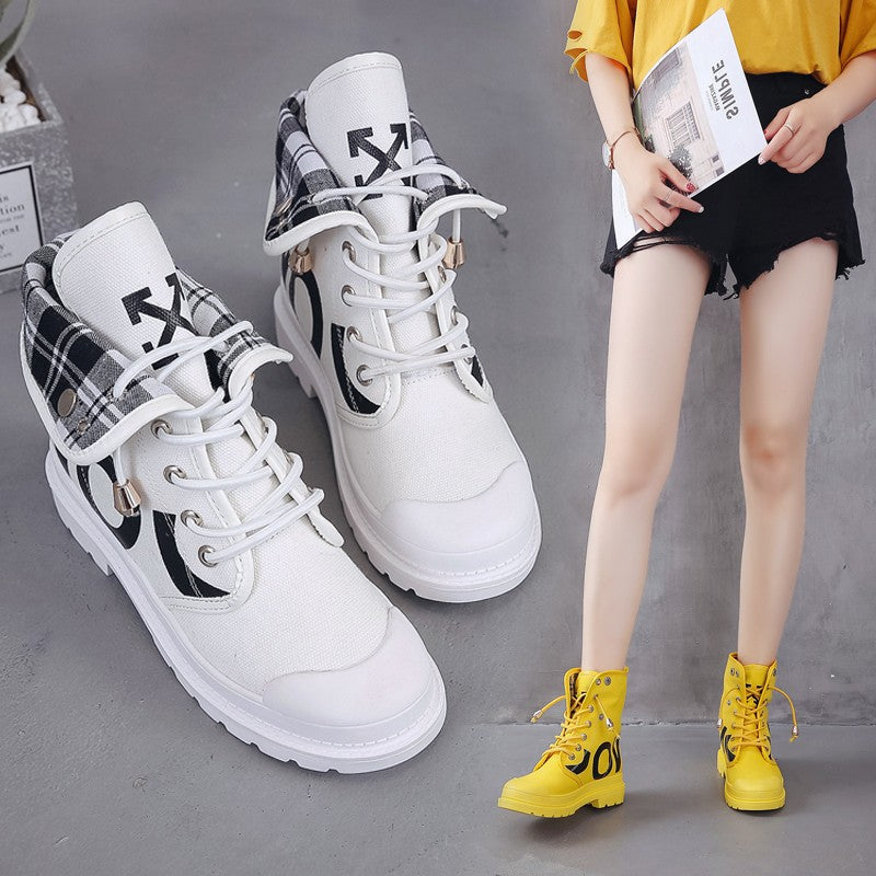 Vulcanized Platform Women's Mesh High-top Lace-up Casual Shoes Walking Sneakers Boots The Clothing Company Sydney