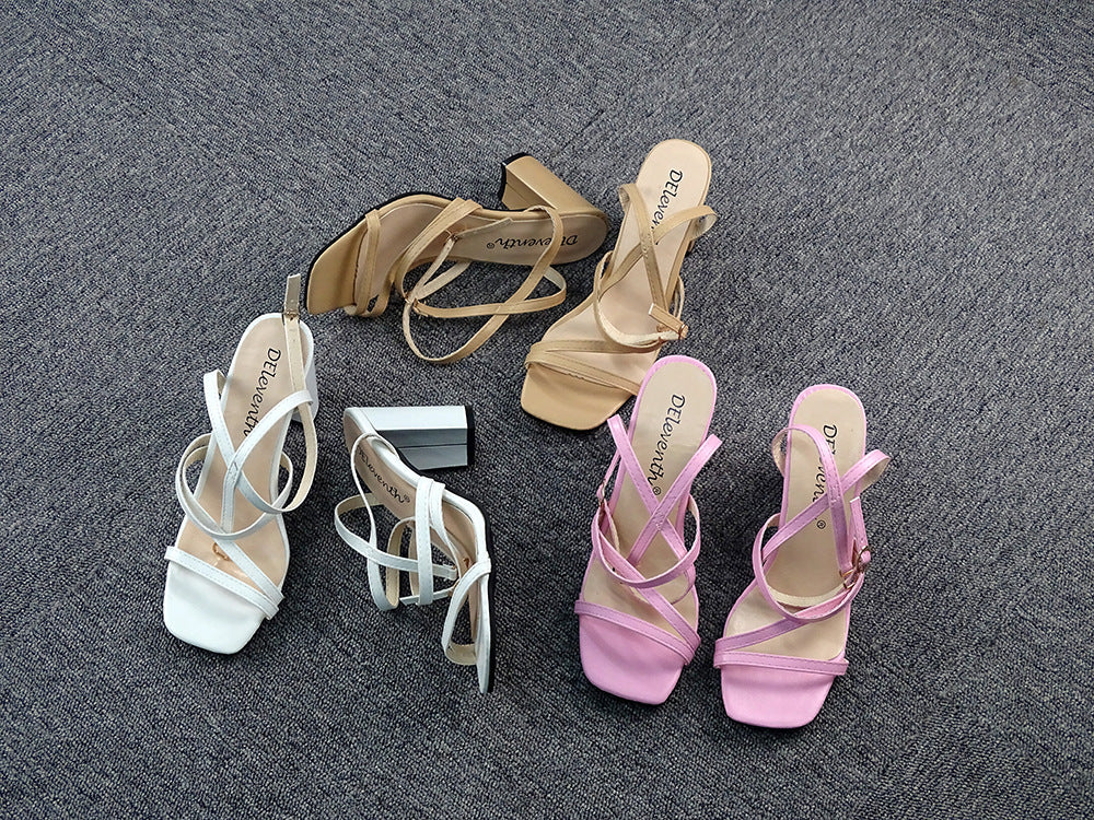 Block Heel Women Shoes Ladies Sandals High Heels White Pink Beige The Clothing Company Sydney