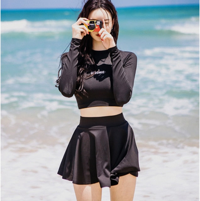 Two piece Swimsuit For Bathing Suit High Waist Bikini Set Push Up Swimwear Long sleeve Swimsuit Swimwear Women The Clothing Company Sydney