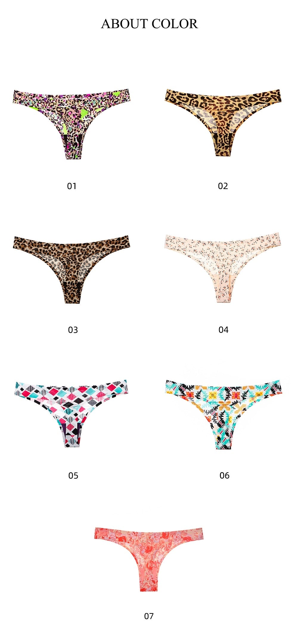 7 Pack Leopard Pint Underwear Panties T-back Soft G-string Sports Seamless Print Foral Thongs The Clothing Company Sydney