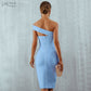 White Blue Bodycon Bandage Summer Elegant Black One Shoulder Strapless Celebrity Runway Party Dress The Clothing Company Sydney