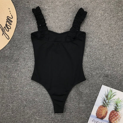 Vintage One Piece Ruffled Push Up Solid Swimwear  Monokini Padded Bathing Suits Swimsuit The Clothing Company Sydney