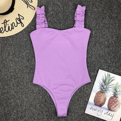 Vintage One Piece Ruffled Push Up Solid Swimwear  Monokini Padded Bathing Suits Swimsuit The Clothing Company Sydney