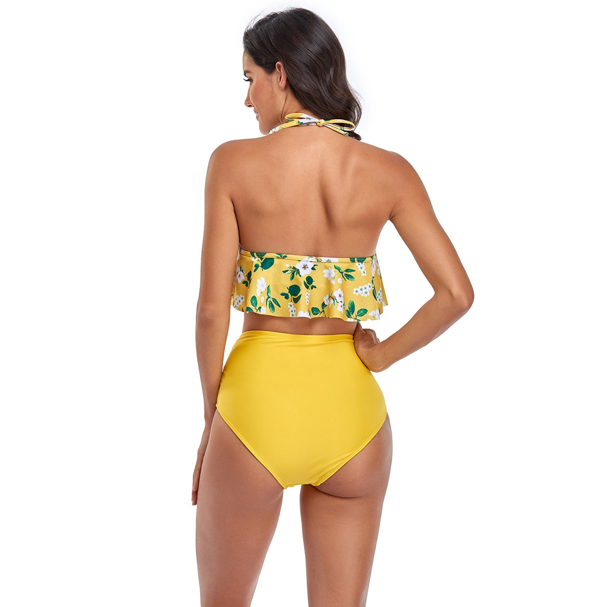 2 Piece Retro High Waist Two Piece Halter Swimsuit Ruffles Flounce Bathing Suit Brazilian Bikinis Set The Clothing Company Sydney