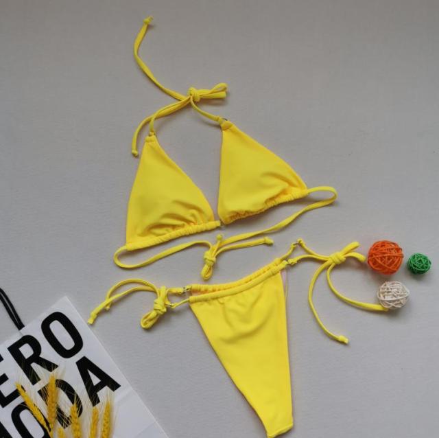 2 Piece Brazilian Bikini Swimwear Summer Halter Lace Up Push Up Padded Bra Micro Bikini Set Beachwear The Clothing Company Sydney