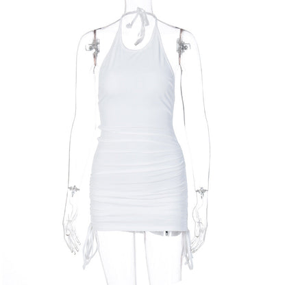 Drawstring Ruched Halter Backless Mini Club Party Summer Sleeveless Bodycon Dress The Clothing Company Sydney
