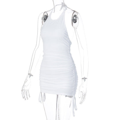 Drawstring Ruched Halter Backless Mini Club Party Summer Sleeveless Bodycon Dress The Clothing Company Sydney