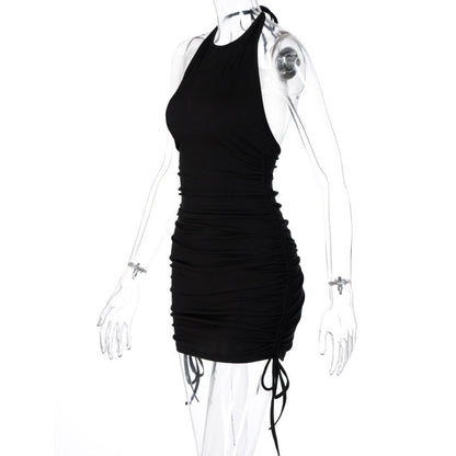 Drawstring Ruched Halter Backless Mini Club Party Summer Sleeveless Bodycon Dress The Clothing Company Sydney
