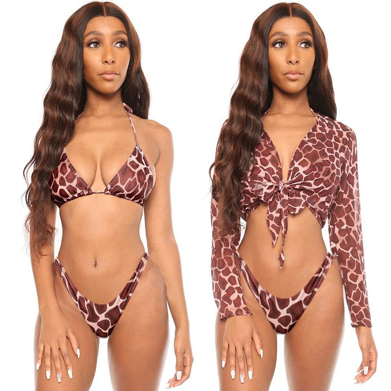 3 Three Piece Bikini Set Bell Sleeve Bikini Cover Up Swimwear Swimsuit Print Bathing Suit Beachwear Swimming Suit The Clothing Company Sydney