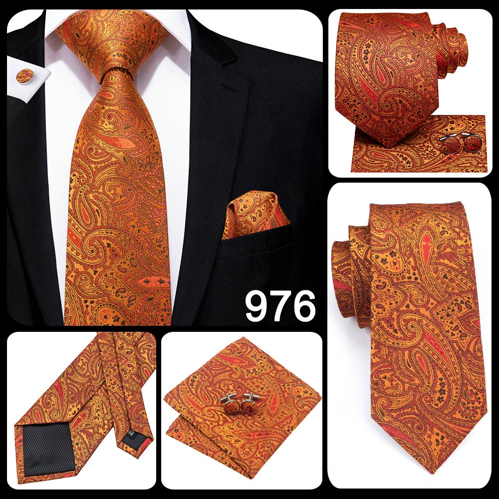 3 Piece Men's 8.5cm Tie Solid Orange Neck Ties Set Boutonniere Pocket Square Cufflink Gift Box for Wedding Party Suit Cravat The Clothing Company Sydney