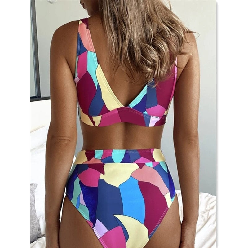 High Waist Bikinis Swimwear Bathers Swimsuit High Cut Push Up Bathing Suit Summer Print Bikini Set The Clothing Company Sydney