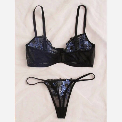 2 piece Floral Embroidery Lace Underwear Set Underwire Push Up Bra Underwear Lingerie Set The Clothing Company Sydney