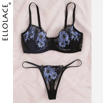 2 piece Floral Embroidery Lace Underwear Set Underwire Push Up Bra Underwear Lingerie Set The Clothing Company Sydney