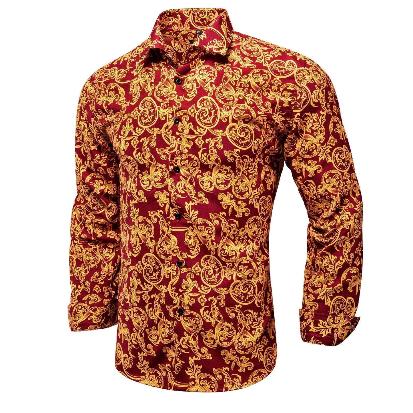 Blue Men's Shirts Paisley Floral Silk Gold Long Sleeve Casual Shirt Business Party Wedding Dress Shirt The Clothing Company Sydney