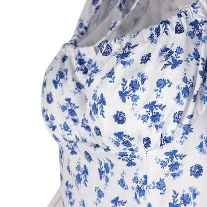 Summer Floral Print Party Long Dresses Puff Short Sleeve Elegant Club Chic Maxi Split Dresses The Clothing Company Sydney