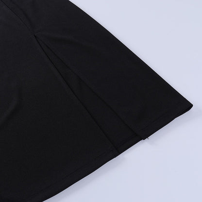 Elegant Chain Strapless Sleeveless Solid Basic Split Knee-Length Bodycon Summer Dress The Clothing Company Sydney