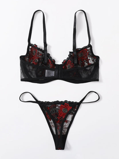 2 piece Floral Embroidery Lace Underwear Set Underwire Push Up Bra Underwear Lingerie Set The Clothing Company Sydney