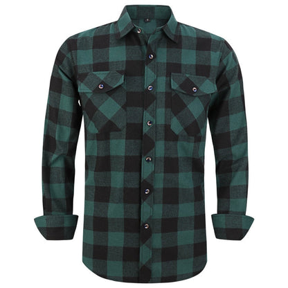 Men's Plaid Flannel Shirt Spring Autumn Regular Fit Casual Long-Sleeved Shirts The Clothing Company Sydney
