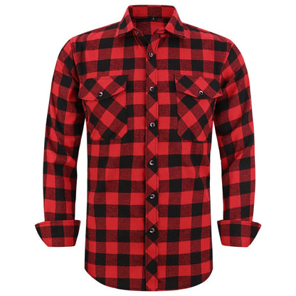 Men's Plaid Flannel Shirt Spring Autumn Regular Fit Casual Long-Sleeved Shirts The Clothing Company Sydney