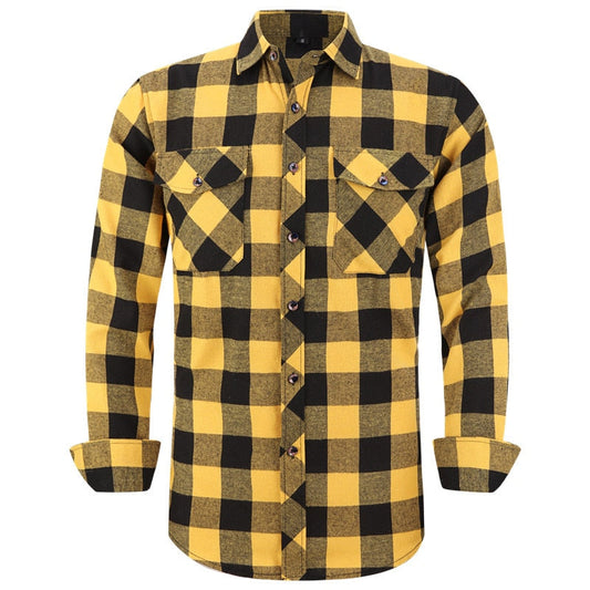 Men's Plaid Flannel Shirt Spring Autumn Regular Fit Casual Long-Sleeved Shirts The Clothing Company Sydney