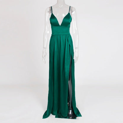 Double Split Green Long Prom Satin V Neck Empire Sleeveless Maxi Summer Red Floor Length Dresses The Clothing Company Sydney